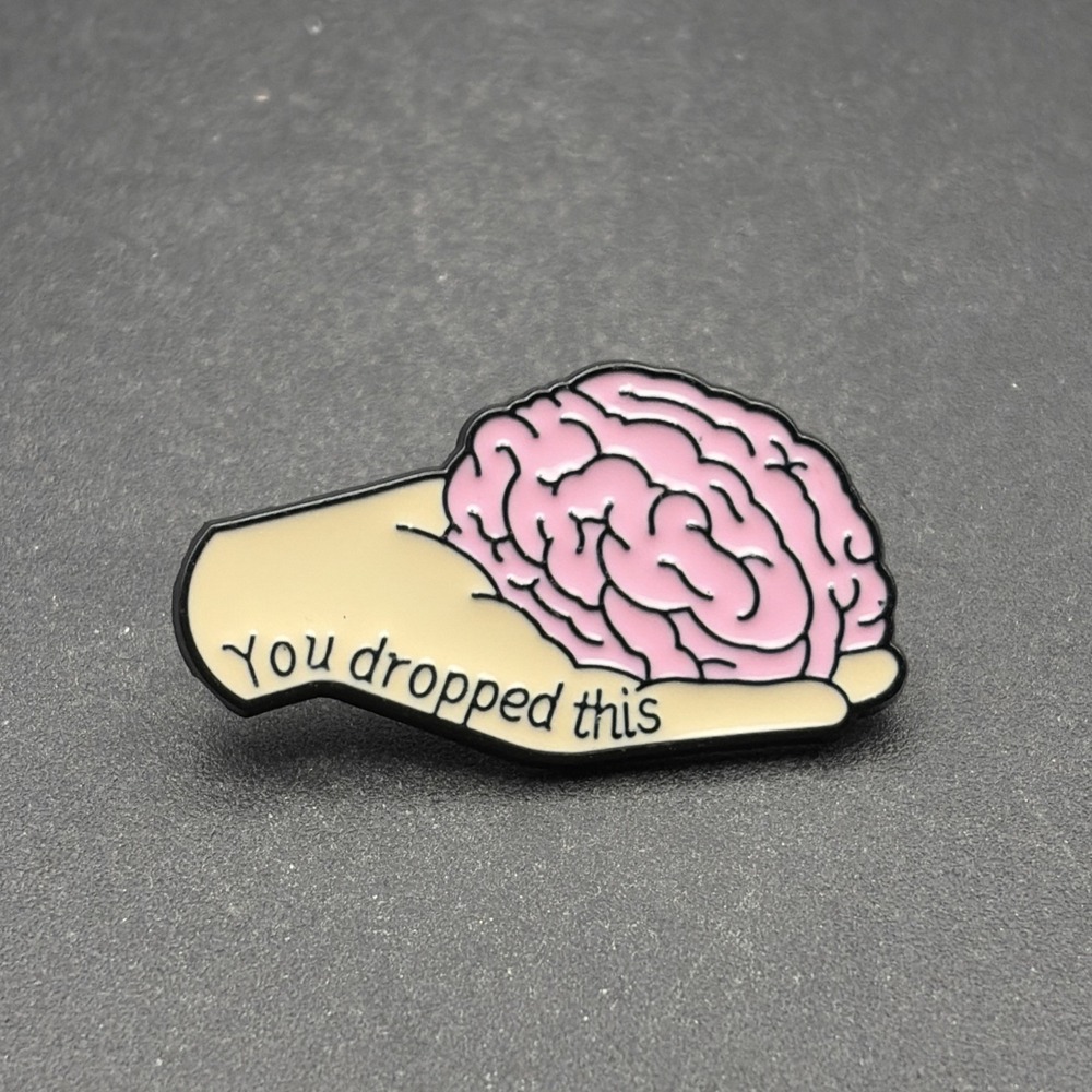 You Dropped This Hand Holding Brain Funny Novelty Lapel Hat Pin